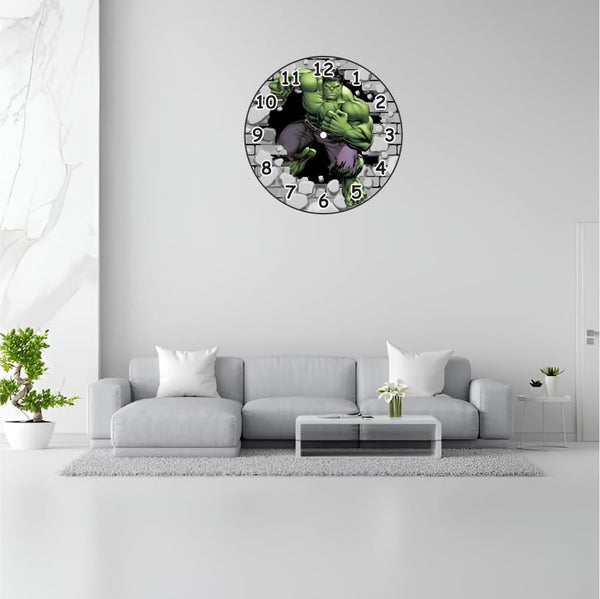 THE MAGICAL GIFTS Hulk Wall Clock for Kids Boys Room Marvel Superhero Clock for Birthday Gift Nursery Decor Learning Time Avengers Fans (12 INCH)