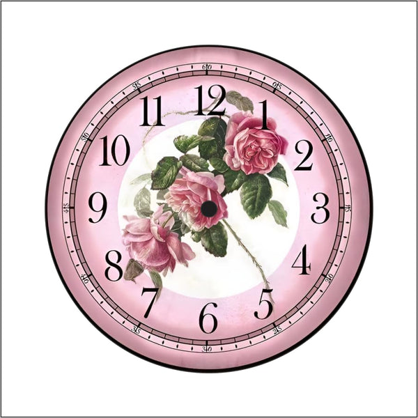 THE MAGICAL GIFTS Elegant Pink Rose Wall Clock Silent Non Ticking Floral Clock Gift for Mom Girls Wife Bedroom Living Room Nursery Office Romantic Decor (12 INCH)