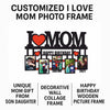 THE MAGICAL GIFT, Customized I Love Mom Photo Frame � Personalized Birthday Gift for Mother � Happy Birthday Wooden Picture Frame with Photos � Unique Mom Gift from Son Daughter � Decorative Wall Collage Frame