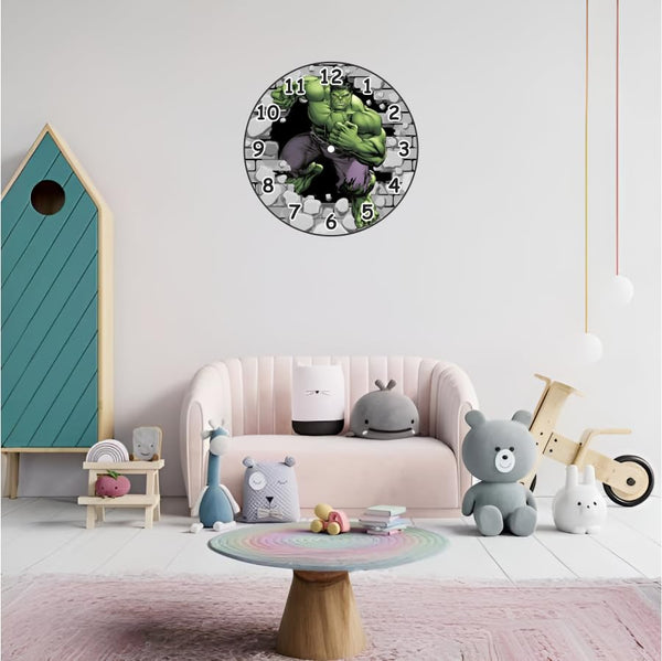 THE MAGICAL GIFTS Hulk Wall Clock for Kids Boys Room Marvel Superhero Clock for Birthday Gift Nursery Decor Learning Time Avengers Fans (12 INCH)