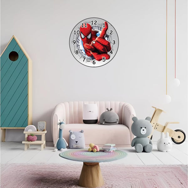 THE MAGICAL GIFTS Spider Man Wall Clock Kids Room Decor Marvel Superhero Theme Birthday Gift for Boys Girls Toddlers Children Study Room Nursery (12 INCH)