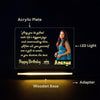 Personalized Acrylic LED Photo Frame with Wooden Base | Custom Birthday Gift with Name & Picture | Engraved Message Lamp with 12V Adapter (6x8 inch)