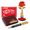 Kritishaa | Valentine Combo Gift Set for Men | Personalized Wallet Pen MDF Rose Chocolate | PU Leather Metal Acrylic | Daily Use Romantic Surprise | Gift for Boyfriend Husband Boss | Birthday Anniversary Valentine | Premium Love Hamper
