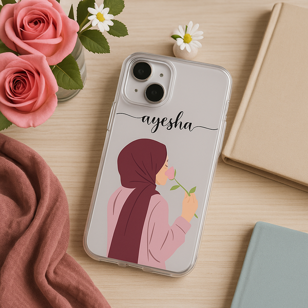 Elegant Rose Girl Custom Name Mobile Cover | Soft Shockproof TPU Case for All Smartphone Models | Perfect Gift for Women & Girls