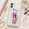 Personalized Silicone Transparent Mobile Case – Soft Shockproof Cover with Custom Name for Girls | Cute Pink Winter Girl Design | Perfect Gift for Birthdays & Festivals