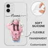 Personalized Silicone Transparent Mobile Case – Soft Shockproof Cover with Custom Name for Girls | Cute Pink Winter Girl Design | Perfect Gift for Birthdays & Festivals