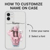 Personalized Silicone Transparent Mobile Case – Soft Shockproof Cover with Custom Name for Girls | Cute Pink Winter Girl Design | Perfect Gift for Birthdays & Festivals