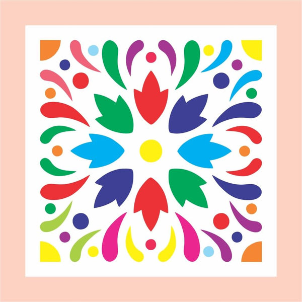 Reusable Wooden Rangoli Stencils for Diwali, Festivals, & Home D?cor ? Traditional Indian Art Templates, Eco-Friendly & Durable ? Perfect for Floor Use (Design 10, Size 15 inch)