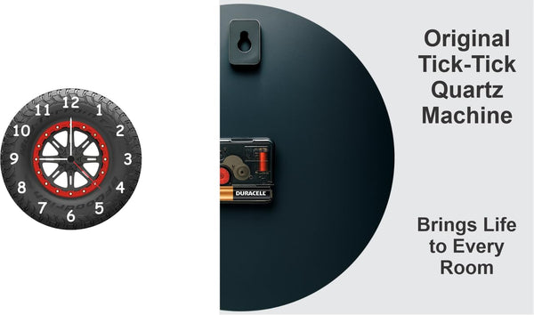 Customized Tire Wheel Wall Clock with Name | 12 Inch 6mm MDF Matte Finish | Personalized Automotive Design Clock