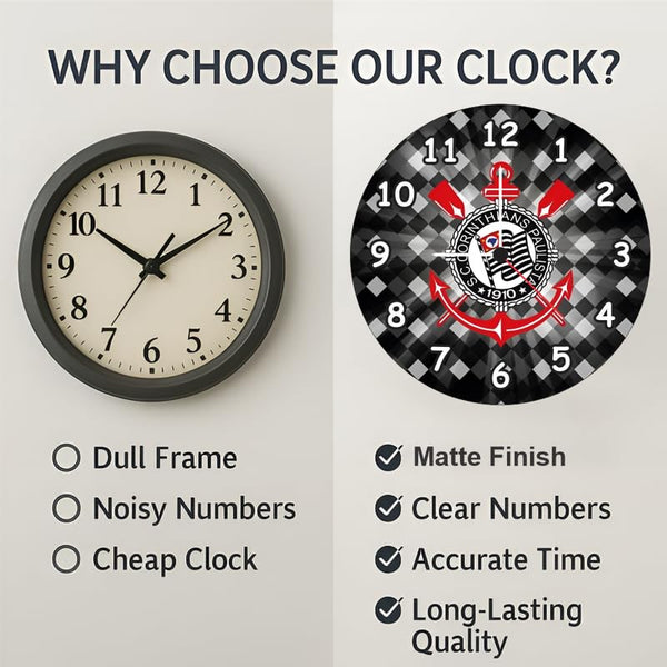 Customized Corinthians Theme Wall Clock with Name | Personalized Gift for Football Fans and Home Decor