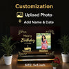 Customized Acrylic LED Photo Frame with Wooden Base & 12V Adapter | Personalized Birthday, Anniversary & Couple Gift | Engraved Acrylic Night Lamp (6x8 inch)