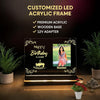 Customized Acrylic LED Photo Frame with Wooden Base & 12V Adapter | Personalized Birthday, Anniversary & Couple Gift | Engraved Acrylic Night Lamp (6x8 inch)