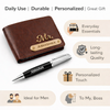 Kritishaa | Personalized Wallet Pen Combo | Name Engraved Gift | PU Leather Wallet | Metal Pen | Daily Use Gift | For Men | Valentine Birthday Anniversary