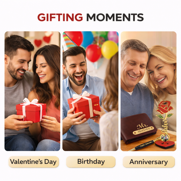 Kritishaa | Valentine Combo Gift Set for Men | Personalized Wallet Pen MDF Rose Chocolate | PU Leather Metal Acrylic | Daily Use Romantic Surprise | Gift for Boyfriend Husband Boss | Birthday Anniversary Valentine | Premium Love Hamper