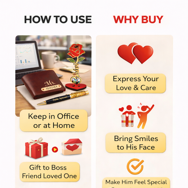 Kritishaa | Valentine Combo Gift Set for Men | Personalized Wallet Pen MDF Rose Chocolate | PU Leather Metal Acrylic | Daily Use Romantic Surprise | Gift for Boyfriend Husband Boss | Birthday Anniversary Valentine | Premium Love Hamper