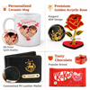 Kritishaa | 4 in 1 Customized Gift Combo Set | Photo Printed Mug Golden Acrylic Rose PU Wallet Chocolate | Romantic Personalized Gift for Couple | Valentine Anniversary Birthday | Memory Keepsake