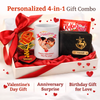 Kritishaa | 4 in 1 Customized Gift Combo Set | Photo Printed Mug Golden Acrylic Rose PU Wallet Chocolate | Romantic Personalized Gift for Couple | Valentine Anniversary Birthday | Memory Keepsake