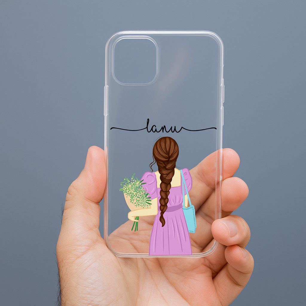 THE MAGICAL GIFTS Custom Floral Girl Mobile Back Cover – Trendy Clear Case with Name | Cute Gift for Teens Students Sisters Special Occasions