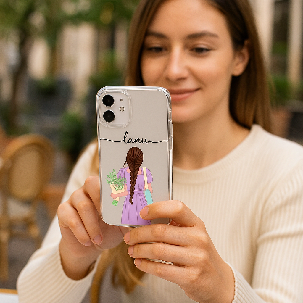 THE MAGICAL GIFTS Custom Floral Girl Mobile Back Cover – Trendy Clear Case with Name | Cute Gift for Teens Students Sisters Special Occasions