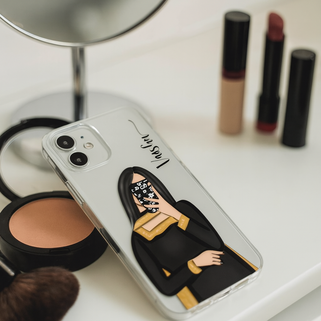 TERA MERA GIFT Elegant Custom Name Girl Mobile Cover | Stylish Black Outfit Illustration | Soft Shockproof TPU Case for All Phone Models | Perfect Fashion Gift