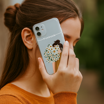 THE MAGICAL GIFTS Premium Daisy Bouquet Girl Mobile Cover | Custom Name Soft Silicone Case for All Mobile Models | Great Gift for Teen Girls