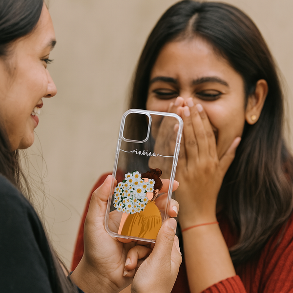 Cute Daisy Girl Custom Name Mobile Cover | Soft Shockproof TPU Case for All Smartphone Models | Perfect Gift for Girls
