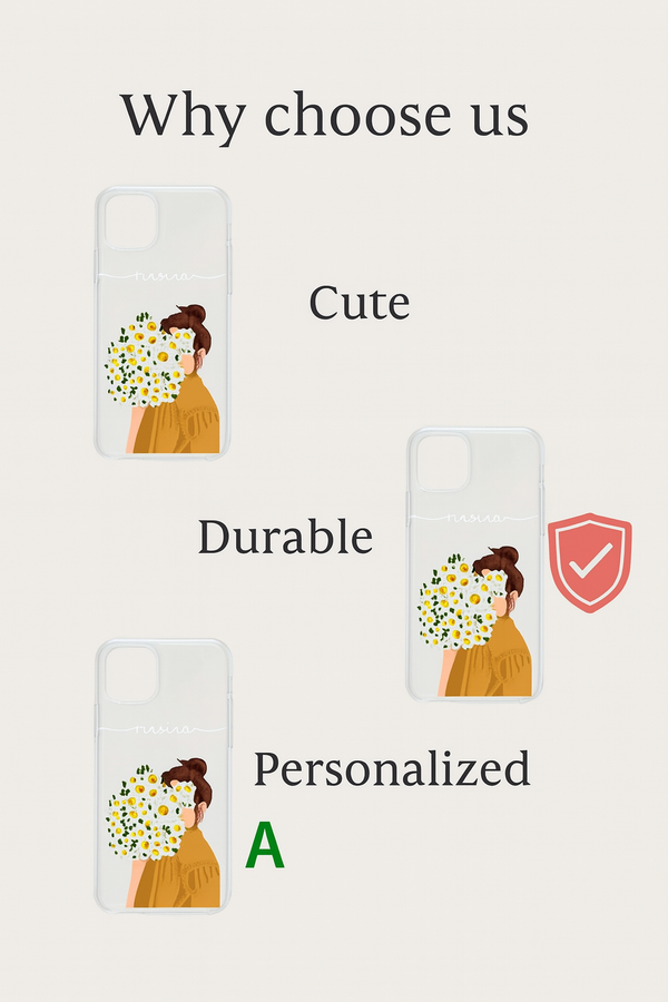 Cute Daisy Girl Custom Name Mobile Cover | Soft Shockproof TPU Case for All Smartphone Models | Perfect Gift for Girls