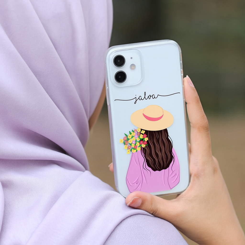 THE MAGICAL GIFTS Pastel Hat Girl Mobile Cover | Custom Name Flexible Silicone Case for All Smartphone Models | Great Gift for Trendy Girls