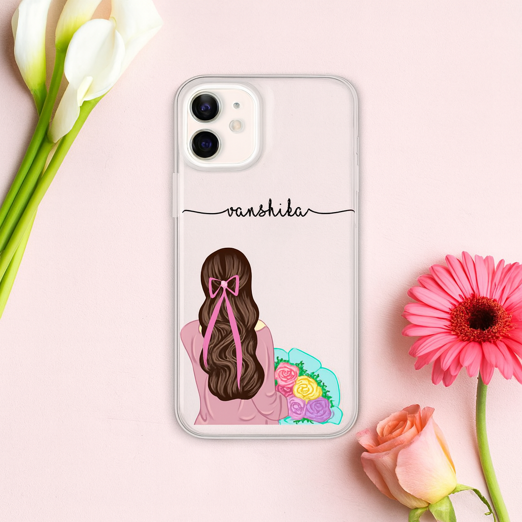 THE MAGICAL GIFTS Custom Name Transparent Phone Case for Women & Teens – Stylish Girly Back Cover with Artistic Design | Trendy Gift for Birthdays & Festivals