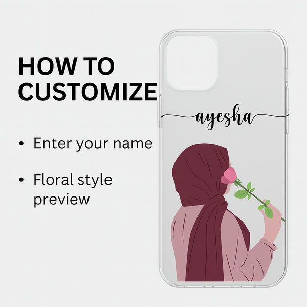 Elegant Rose Girl Custom Name Mobile Cover | Soft Shockproof TPU Case for All Smartphone Models | Perfect Gift for Women & Girls
