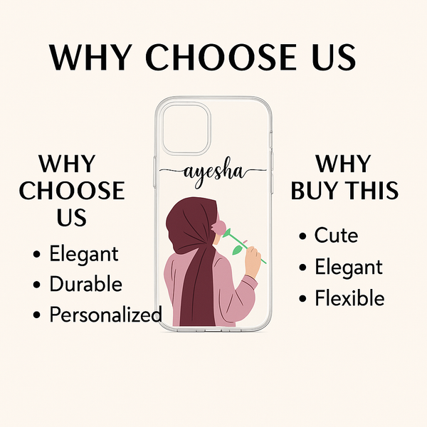 Elegant Rose Girl Custom Name Mobile Cover | Soft Shockproof TPU Case for All Smartphone Models | Perfect Gift for Women & Girls