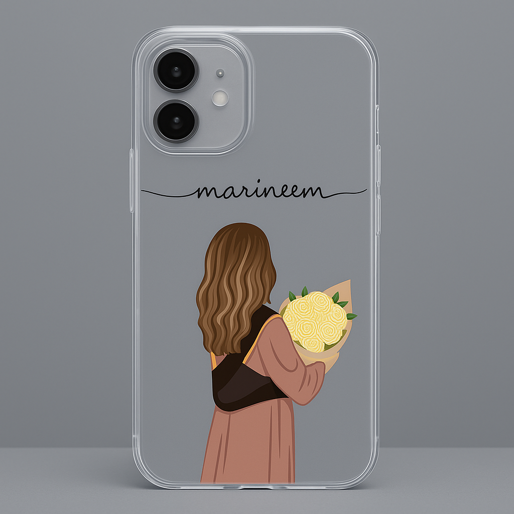 Personalized Girl Art Mobile Cover – Custom Name Clear Case for All Models | Cute Gift for Birthdays & Best Friends