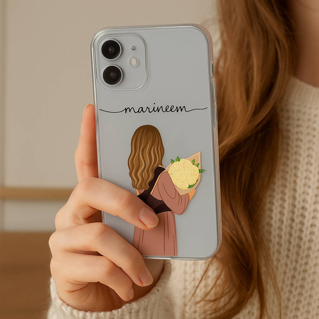 TERA MERA GIFT Personalized Girl Art Mobile Cover – Custom Name Clear Case for All Models | Cute Gift for Birthdays & Best Friends
