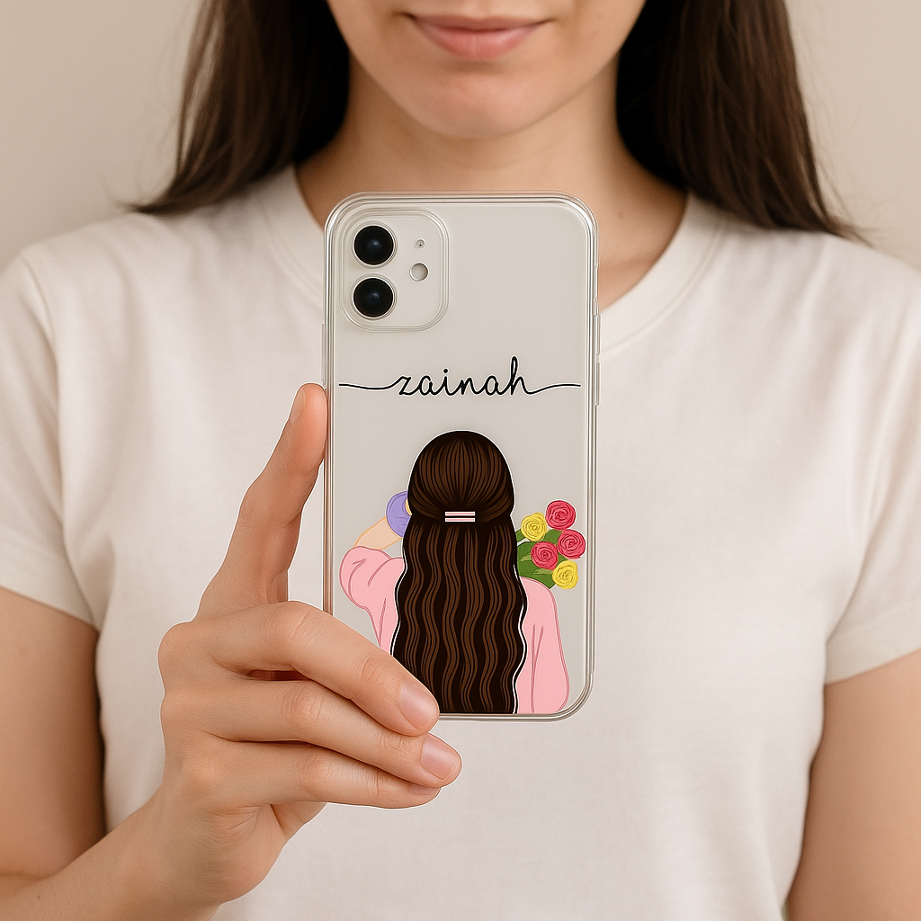 TERA MERA GIFT Personalized Girl Art Mobile Cover | Custom Name Clear Case for All Running Models | Thoughtful Gift for Birthdays & Friends