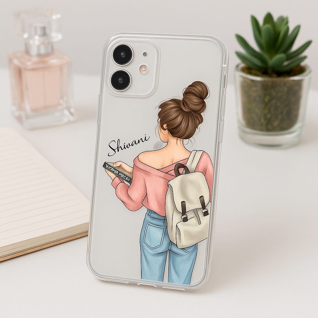 TERA MERA GIFT Custom Girl Mobile Cover – Personalized Name Case with Trendy Selfie Art, Perfect Gift for Birthdays & College Life