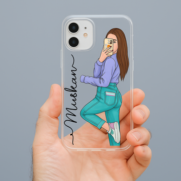 TERA MERA GIFT Custom Girl Mobile Cover – Personalized Name Case with Trendy Selfie Art, Perfect Gift for Birthdays & College Life