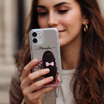 Personalized Girl Mobile Cover – Custom Name Printed Case with Cute Bow Art – Perfect Gift for Birthday & Daily Use