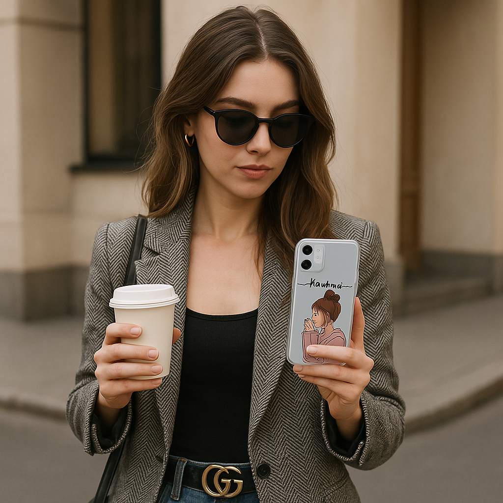 Custom Name Coffee Girl Back Cover – Stylish Personalized Case for Festivals Travel & Everyday Comfort