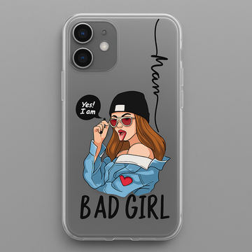 Transparent Silicone Mobile Case – Bad Girl Artwork Cover for All Models | Soft Shockproof Cute Gift for Girls & Friends