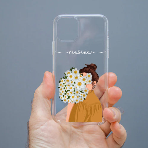 Cute Daisy Girl Custom Name Mobile Cover | Soft Shockproof TPU Case for All Smartphone Models | Perfect Gift for Girls